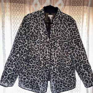 Chico's Black and Gray Animal Print Blazer